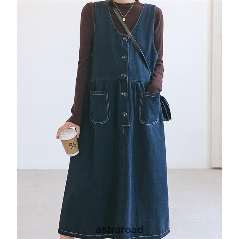 デニムワンピース レディース 春 夏 40代 ノースリープ タンク