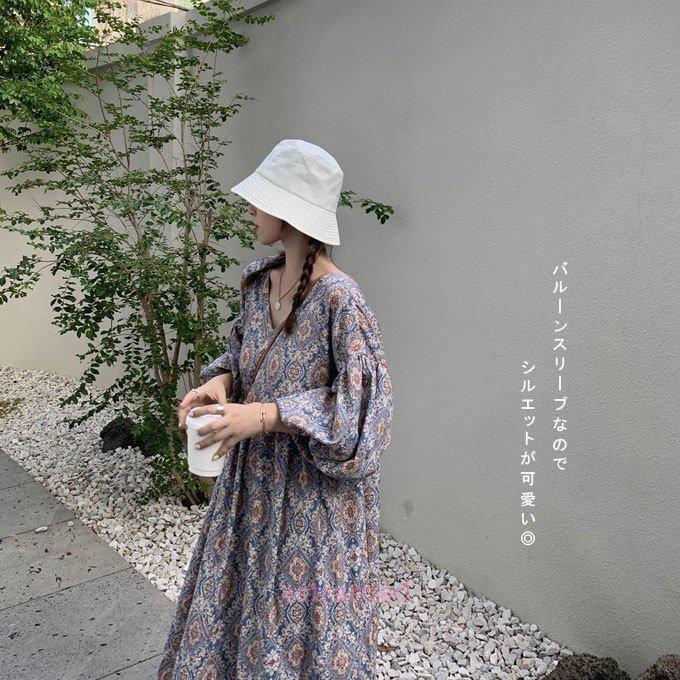 ワンピース 夏 レディース 半袖 5分袖 ロングワンピース 花柄