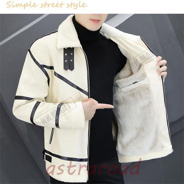 ムートンジャケット メンズ レザージャケット 裏起毛 厚手 ライダース