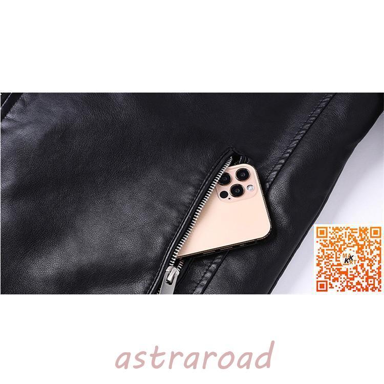 メンズ革ジャン 秋冬 レザージャケット 裏起毛 スリム カジュアル