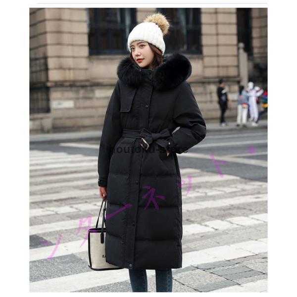 ダーマコレクション Aライン ロングダウンコート ベルテッド 黒 11 L ダウンコート 超ロング レディース 81-85％ダウン 上品 ダウン