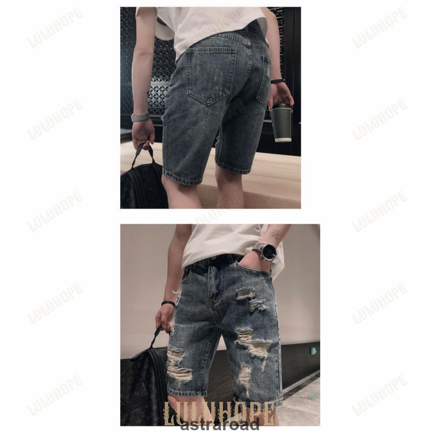 ハーフパンツ メンズ デニムパンツ 五分丈 ダメージ加工 ジーンズ