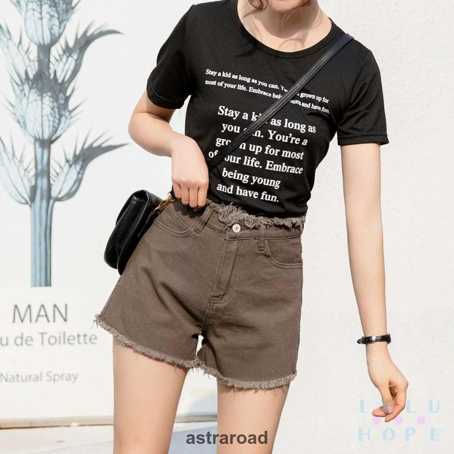 デニム ショートパンツ ロールアップ ショート丈 短パン 美脚パンツ