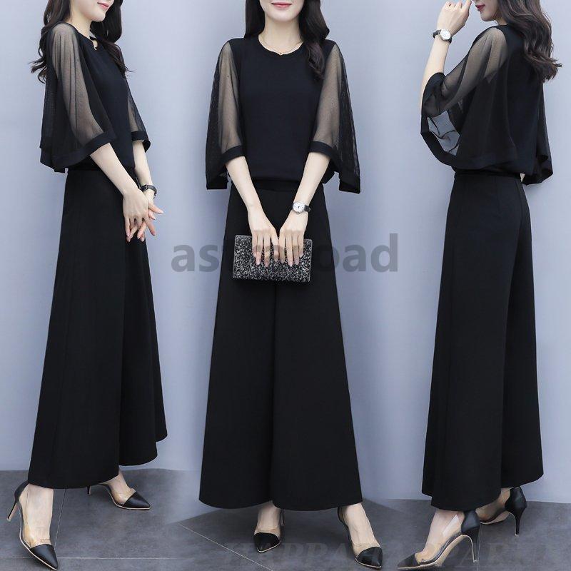 かっこいい パンツドレス セットアップ レディース パーティードレス パンツ 結婚式 お呼ばれドレス 袖あり 半袖 20代 30代 40代 大きいサイズ 3L 黒 白 赤 かっこいいパンツドレス 袖あり 黒 セパレート パーティードレス 結婚