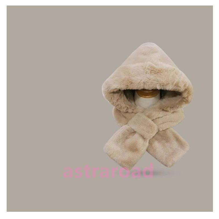 マフラー 帽子 冬 メンズ フェイクファー ふわふわ フード付き 一体化