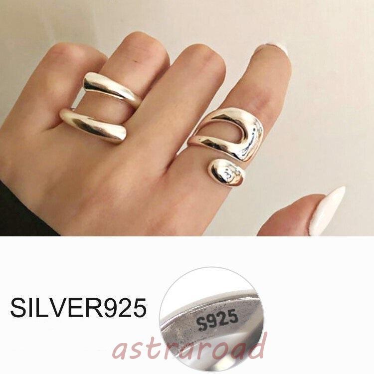 Cリング 指輪 フリーサイズ シルバー925 金属アレルギー クロスリング