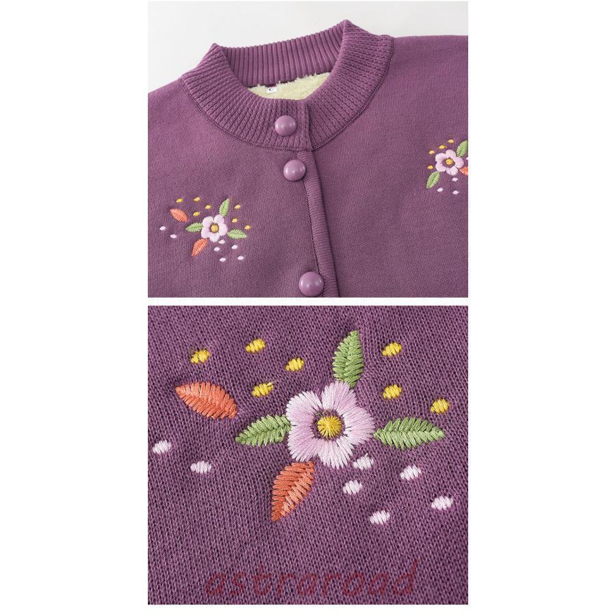 ニットカーディガン 花柄 レディース セーター 婦人服 裏ボア 柔らか