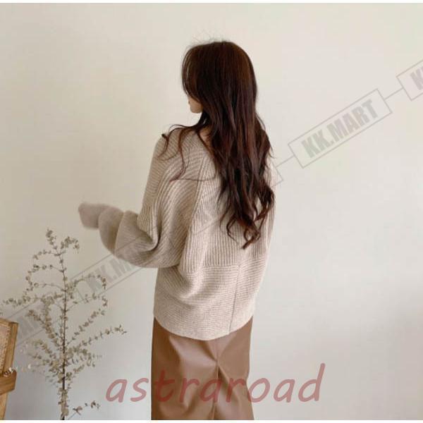 Vネックニット セーター レディース カシュクール フロントクロス