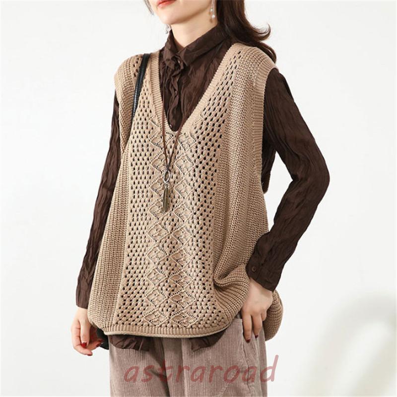 ニットベスト レディース チョッキ トップス Vネック ノースリーブ ゆったり プルオーバー ベスト セーター 秋 通学 通勤 オフィス | ブランド登録なし | 01