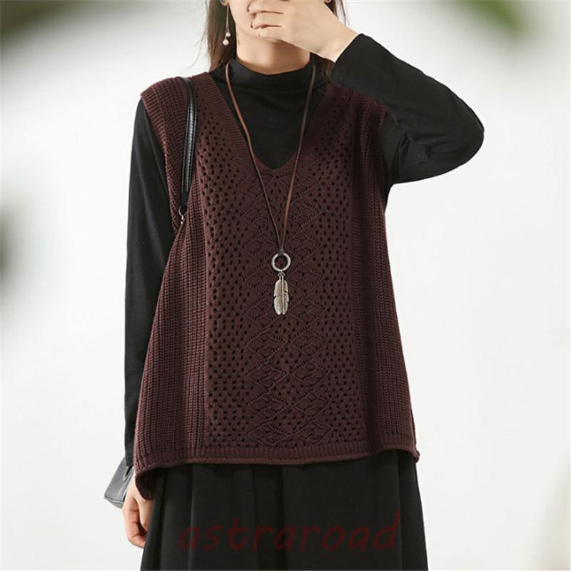 ニットベスト レディース チョッキ トップス Vネック ノースリーブ ゆったり プルオーバー ベスト セーター 秋 通学 通勤 オフィス | ブランド登録なし | 02