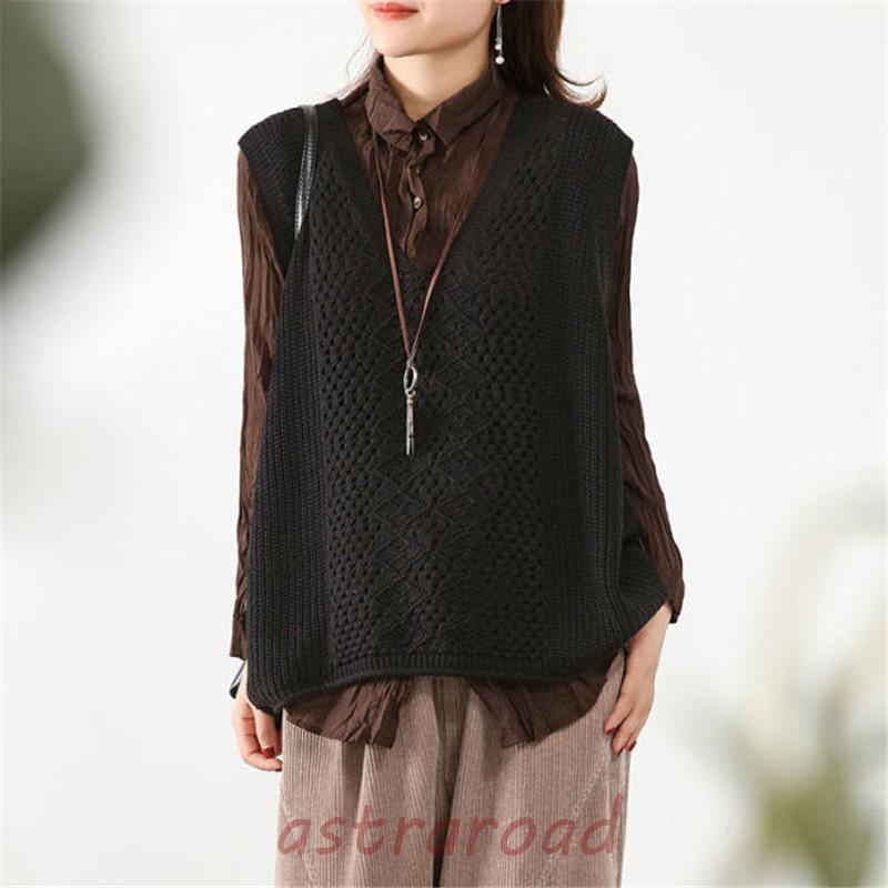 ニットベスト レディース チョッキ トップス Vネック ノースリーブ ゆったり プルオーバー ベスト セーター 秋 通学 通勤 オフィス | ブランド登録なし | 05