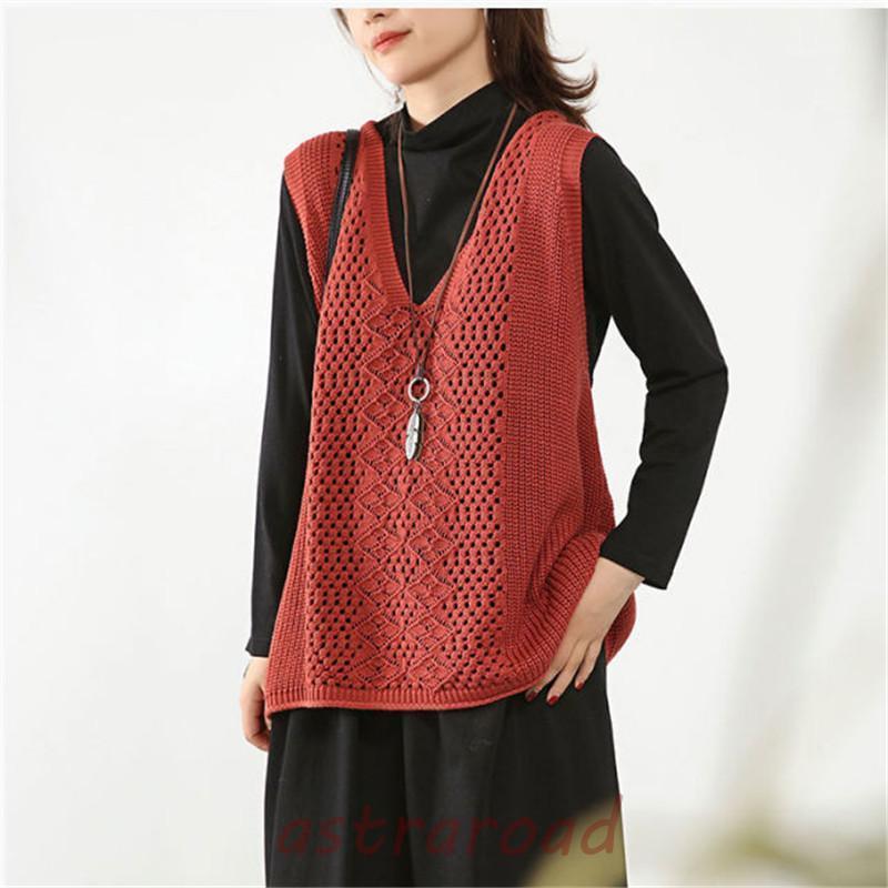 ニットベスト レディース チョッキ トップス Vネック ノースリーブ ゆったり プルオーバー ベスト セーター 秋 通学 通勤 オフィス | ブランド登録なし | 08