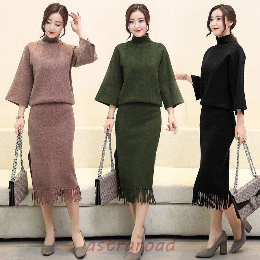 蛍光グリーンセーターと中綿入りスカート上下セットアップ ネオンカラーのコーデ グリーン系セーターがおすすめ｜THE