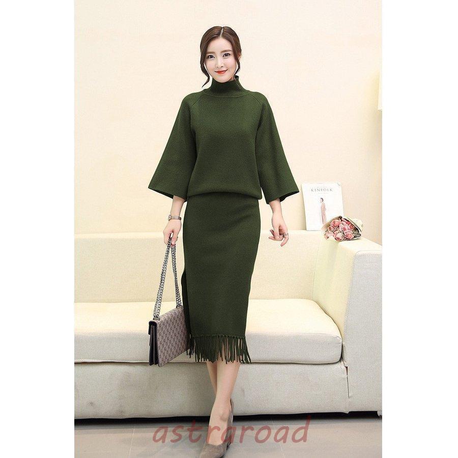 新品 アディダス セットアップ ミントグリーン 巻きスカート 長袖ニット ⛳️ ドッキングサマーニット ニット レディース トップス 長袖・再販