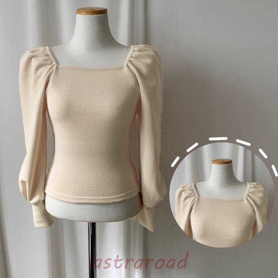 ブラウス レデイーズ 40代 秋 冬 スクエアネック トップス 長袖