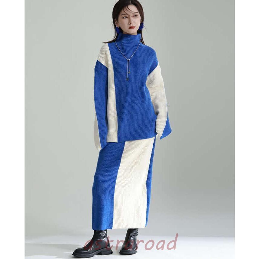 セットアップ レディース 秋冬 ニット ニットセーター ハイネック