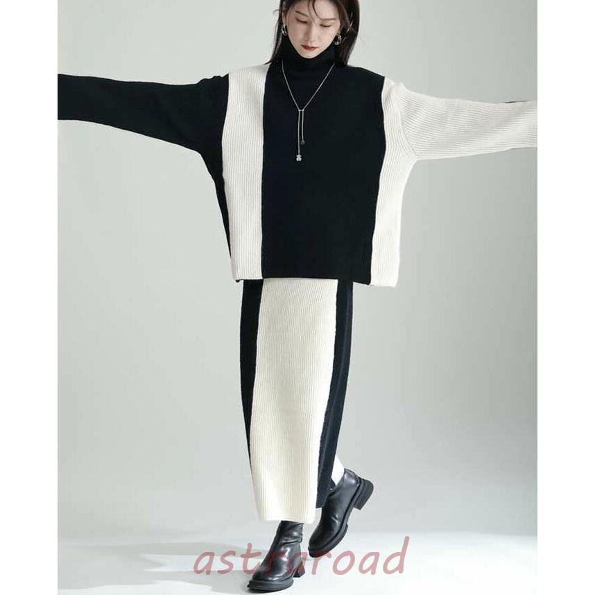 爆買 セットアップ レディース 秋冬 ニット ニットセーター ハイネック