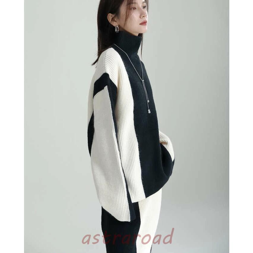 爆買 セットアップ レディース 秋冬 ニット ニットセーター ハイネック