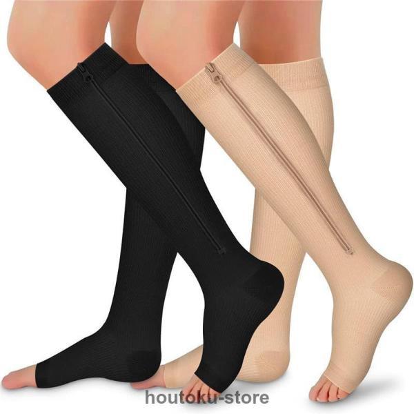 着圧ソックス  弾性ストッキング ふくらはぎサポーター ファスナー メンズ 寝るとき 靴下 立ち仕事 レディース ハイソックス むくみ | ブランド登録なし | 10