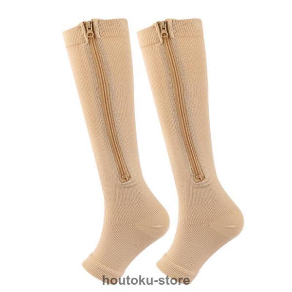 着圧ソックス  弾性ストッキング ふくらはぎサポーター ファスナー メンズ 寝るとき 靴下 立ち仕事 レディース ハイソックス むくみ | ブランド登録なし | 03