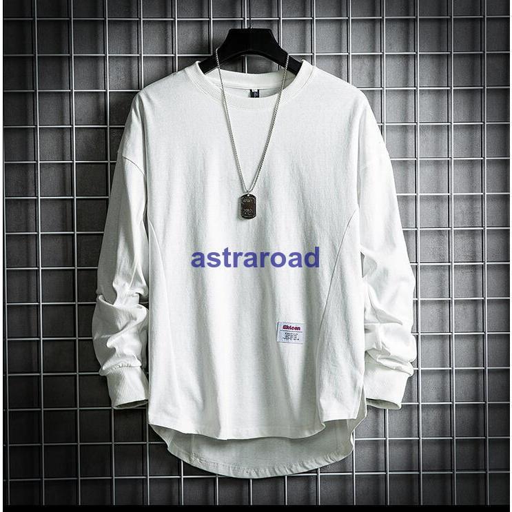 長袖 ブラック カットソー ロング丈Tシャツ ロンT サイズL ロンT メンズ 長袖Tシャツ オーバーサイズ ロゴ フォト 刺繍 トップス