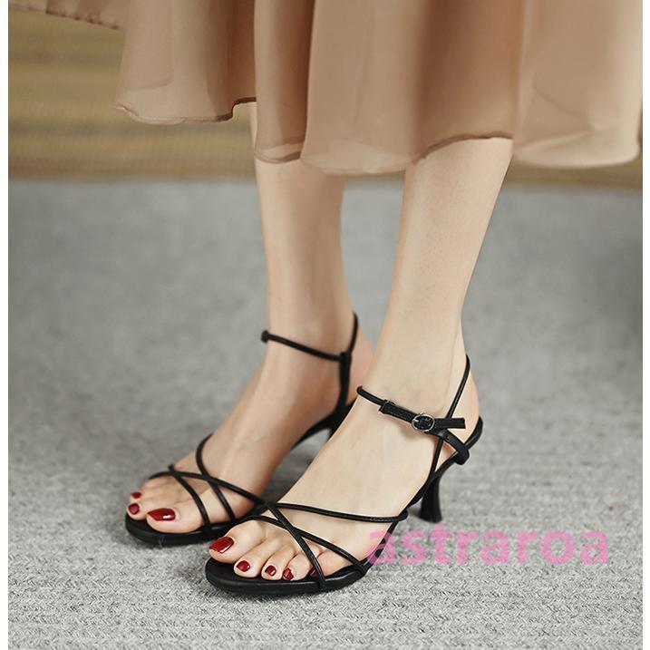 ストラップサンダル レディース 7cmヒール ストラップ サンダル