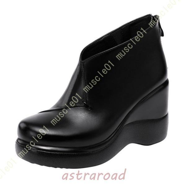 レディース ショートブーツ ハイヒール 身長アップ 厚底ブーツ