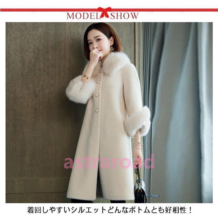 ラシャコート チェスターコート レディース コート ミディアム丈 ロングコート フェイクファー 秋冬 アウター ジャケット 厚手 暖かい あ_7