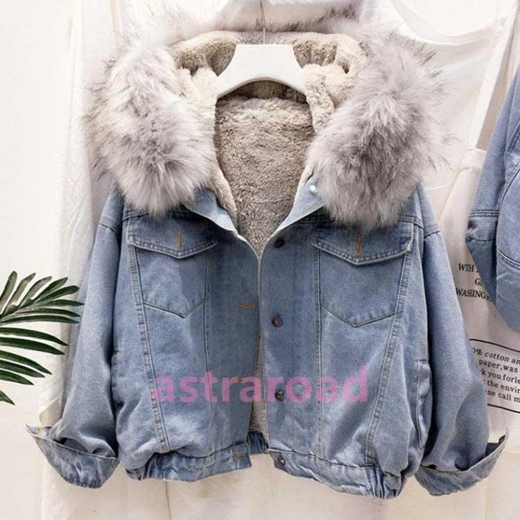 裏起毛 デニムボアジャケット デニムジャケット レディース 秋冬