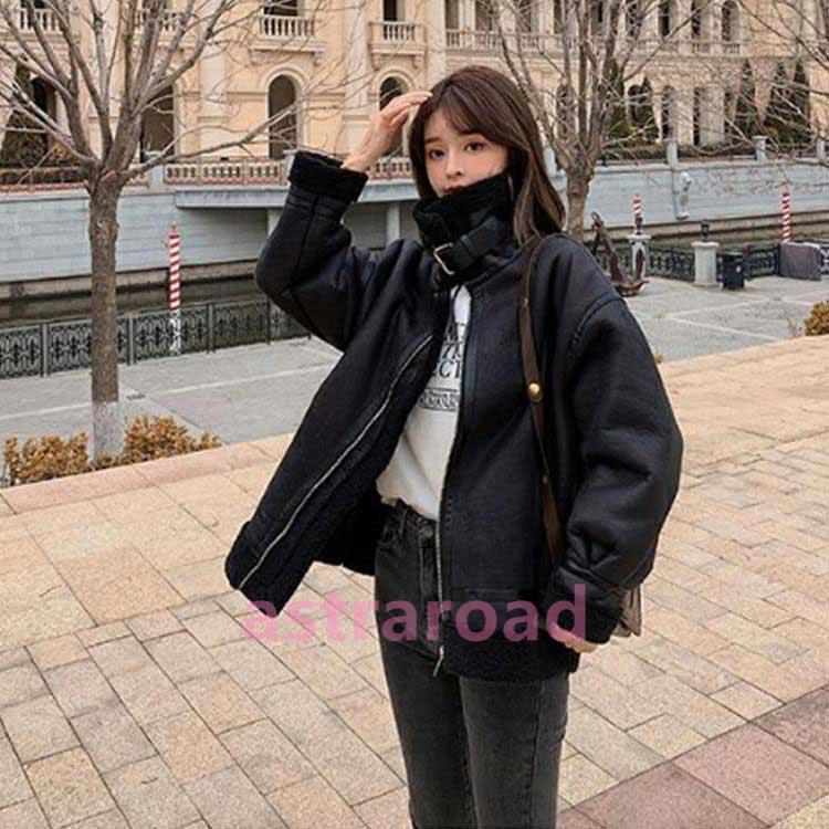 ゆったり フェイクムートン ボアジャケット ジャケット ボアコート フェイクムートン ボア コート 厚手 防寒 ライダースジャケット 秋冬 ゆったり フェイクムートン ボアジャケット ジャケット ボアコート