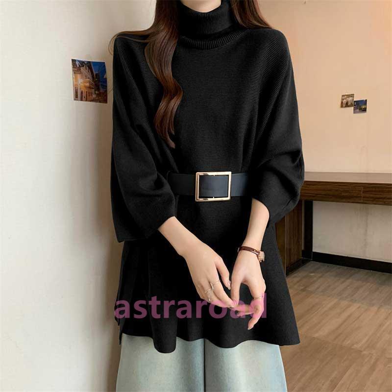 ポンチョ レディース ニット トップス セーター タートルネック 大きい