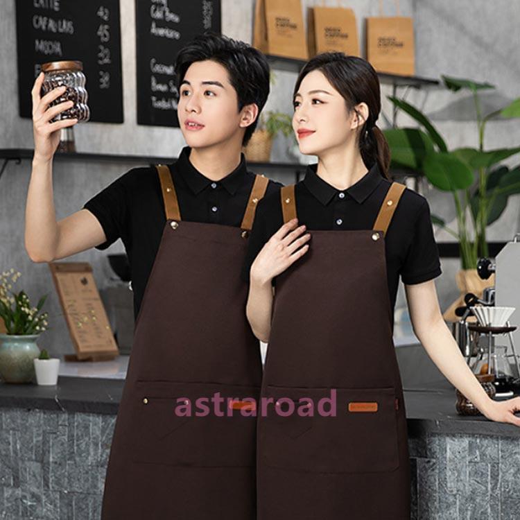 撥水エプロン 前掛け 首掛け エプロン スナップボタン 肩紐長さ調節可