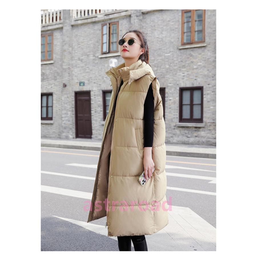 中綿ベスト レディース ダウンベスト ロング丈ベスト 防寒ベスト