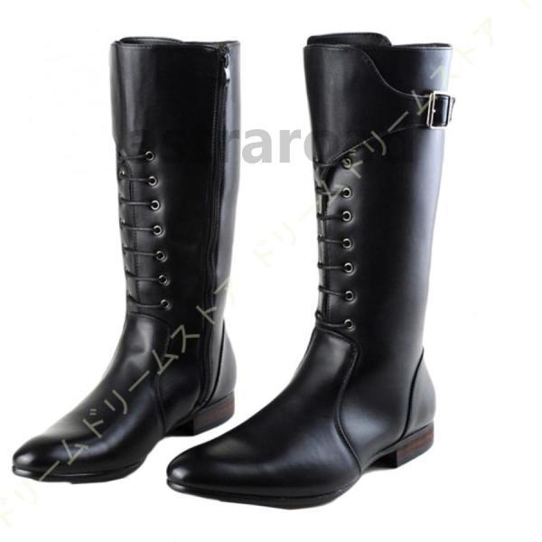 メンズ 靴 ブーツ エンジニア レースアップ カジュアル 防滑 サイド