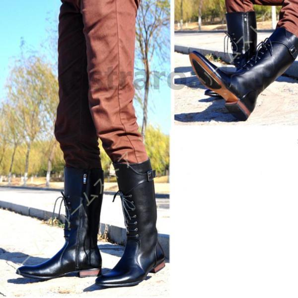 メンズ 靴 ブーツ エンジニア レースアップ カジュアル 防滑 サイド