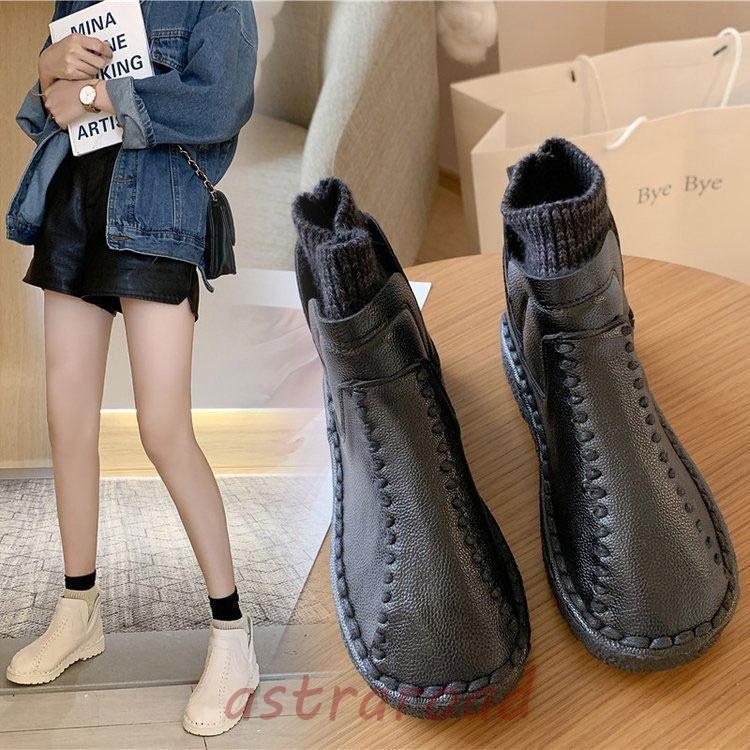 本革 ムートンブーツ ショートブーツ レディース 冬靴 裏起毛 トレンド 合わせやすい 防滑 ふわふわ オシャレ 軽量 美脚 暖かい ムートンブーツ ショートブーツ レディース 冬靴 裏起毛/ボア トレンド