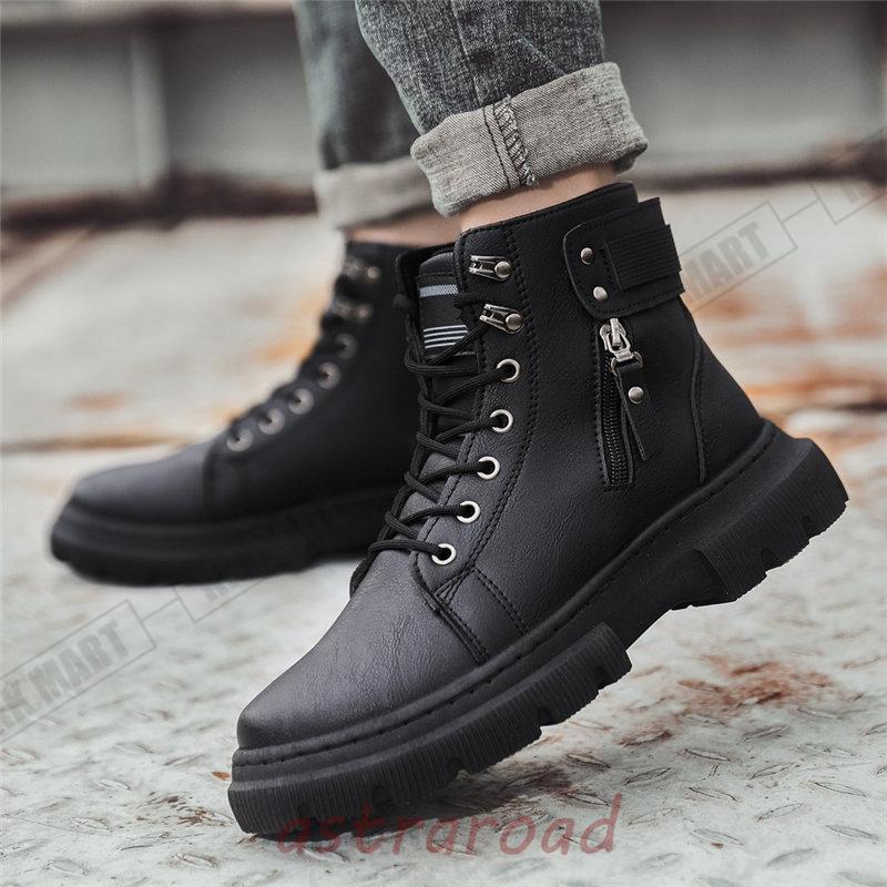 ショートブーツ メンズ 仕事靴 革靴 かっこいい 厚底 おしゃれ ボア