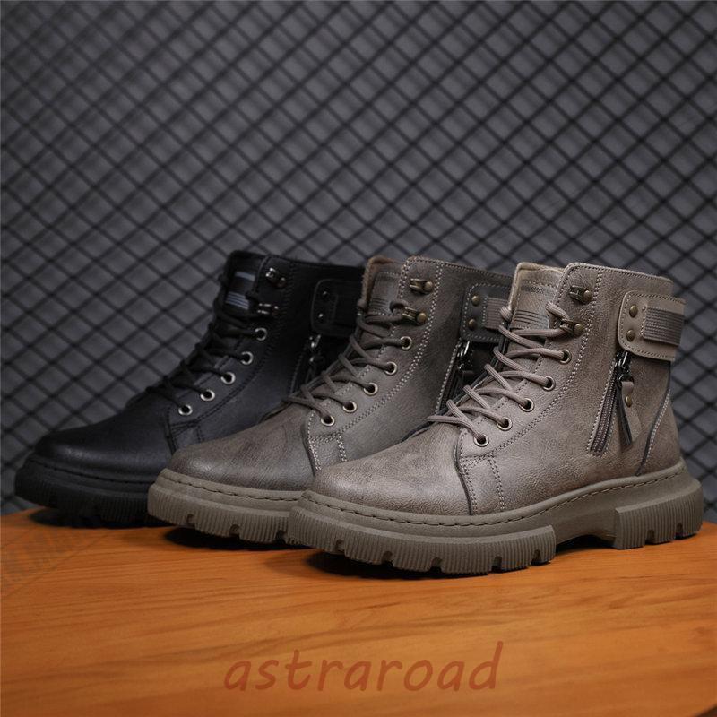 ショートブーツ メンズ 仕事靴 革靴 かっこいい 厚底 おしゃれ ボア