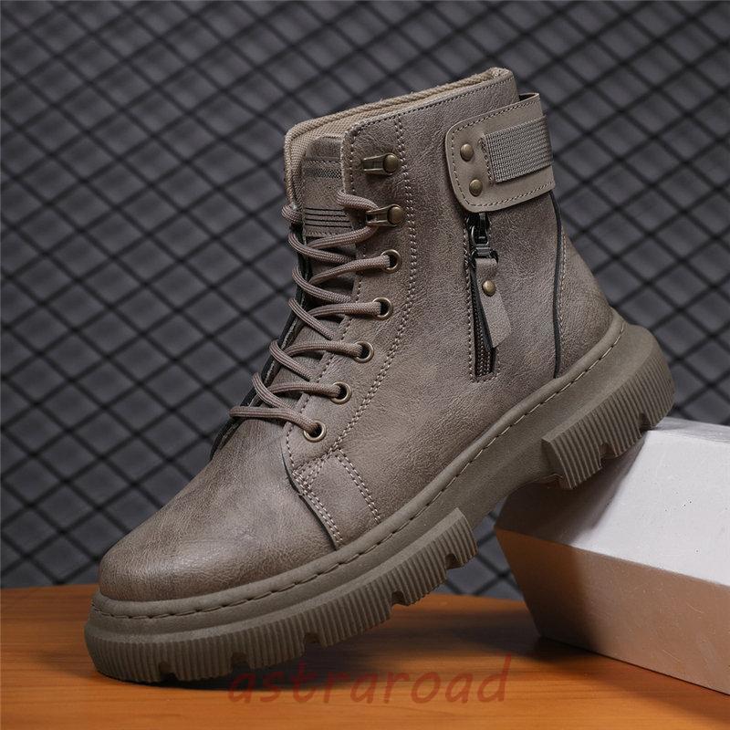 ショートブーツ メンズ 仕事靴 革靴 かっこいい 厚底 おしゃれ ボア