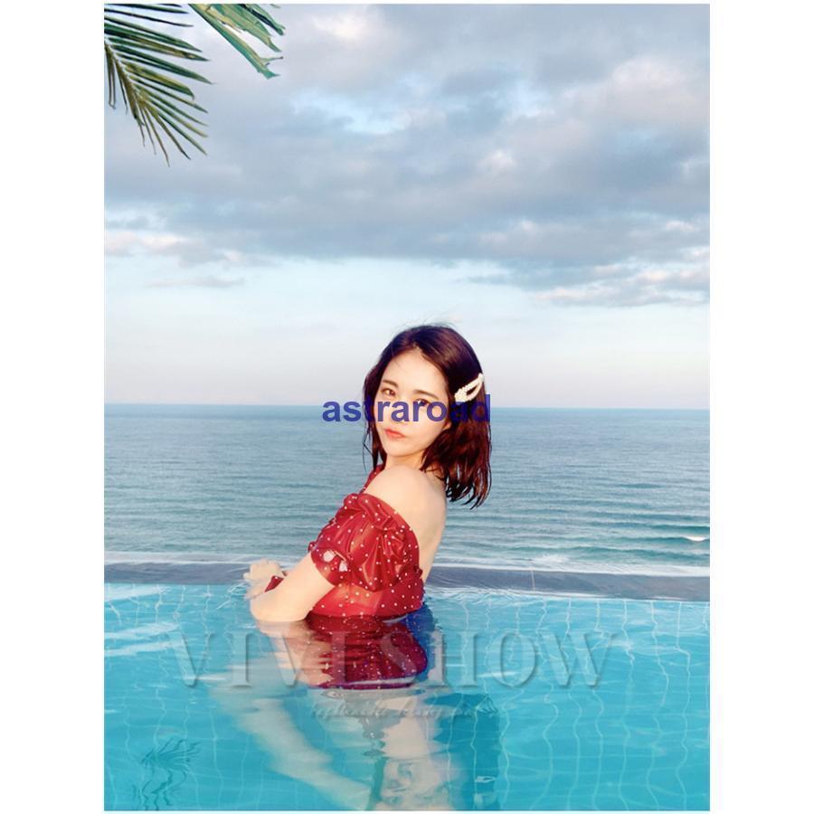 水着 レディース ワンピース 体型カバー 袖付き ドット柄 パフスリーブ 5分袖 水玉 30代 40代 50代 20代 大人可愛い レトロ水着 かわいい水着 夏 | ブランド登録なし | 07