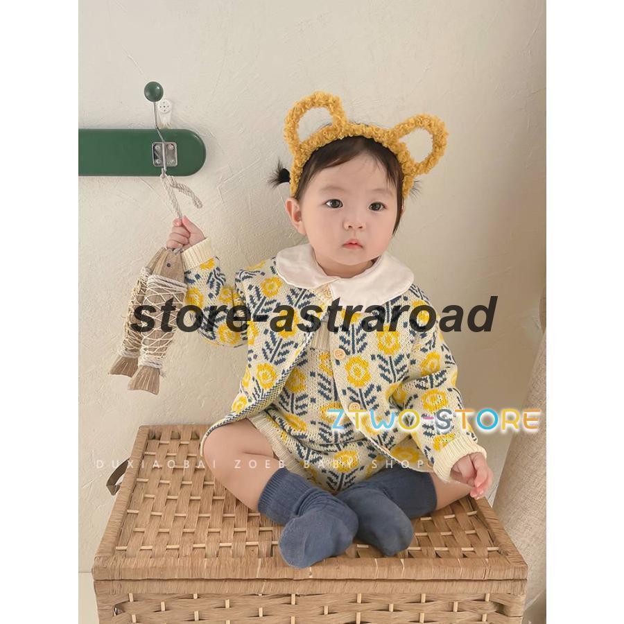 ロンパース ベビー ニット カーディガン セット 刺繍 セットアップ