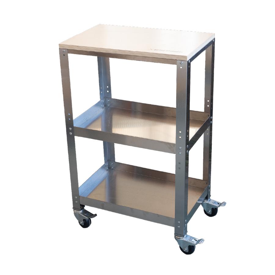 ステンレスワゴン 拡張天板&キャスター　オプションボックス付き ステンレスワゴン 拡張天板&キャスター オプションボックス付き