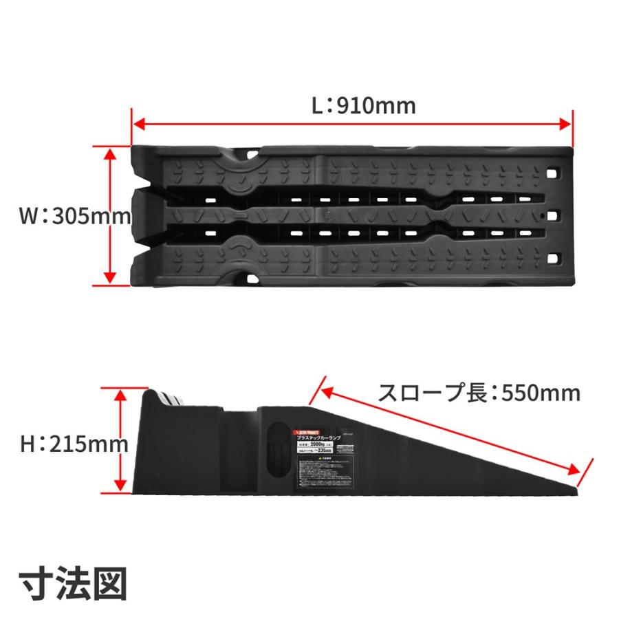 AP プラスチックカーランプ | ランプ スロープ オイル交換 リフトアップ ジャッキアップ ラダーレール タイヤスロープ ジャッキアシスト 整備用スロープ｜astroproducts｜07