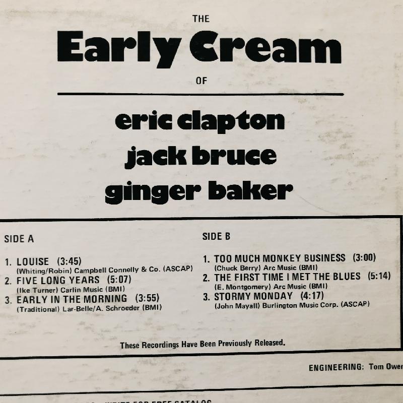 クリーム Cream 1975年 LPレコード アーリー・クリーム The Early Cream Of Eric Clapton, Jack Bruce & Ginger Baker 米国盤｜astrotunes｜05
