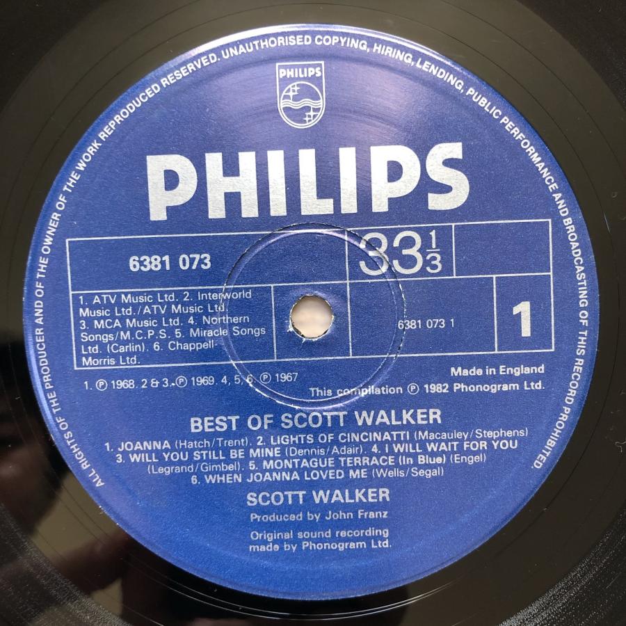 激レア スコット・ウォーカー Scott Walker 1982年 LPレコードThe Best Of Scott Walker 英国盤 Walker Brothers Joanna｜astrotunes｜07