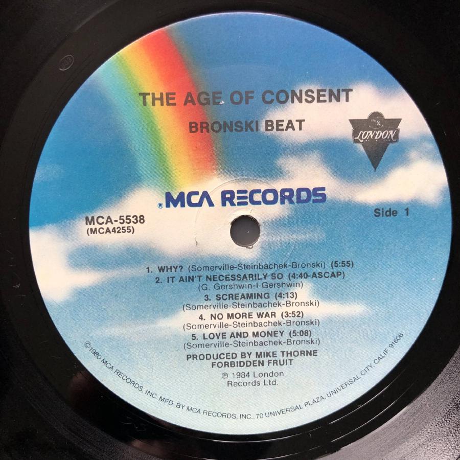 1985年 米国初盤 ブロンスキ・ビート Bronski Beat LPレコード The Age Of Consent Rock UK ...