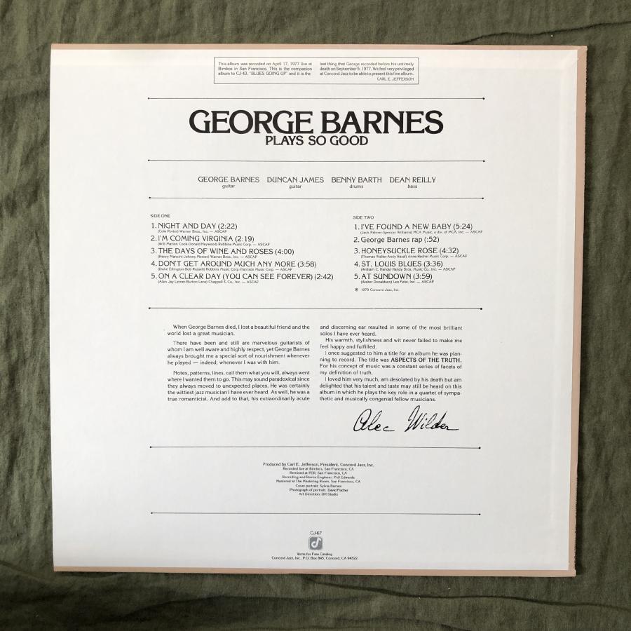 原信夫Collection ジャンク品 レア盤 1978年 米国 本国オリ盤 ジョージ・バーンズ George Barnes LPレコード ...