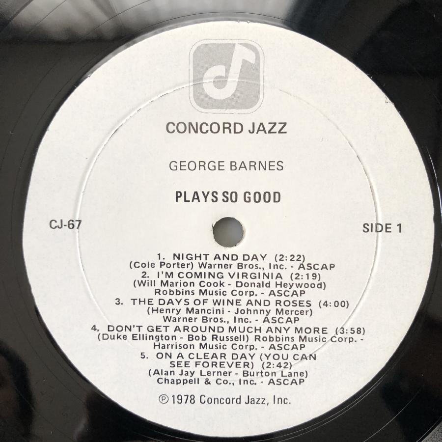 原信夫Collection ジャンク品 レア盤 1978年 米国 本国オリ盤 ジョージ・バーンズ George Barnes LPレコード Plays So Good: Duncan James｜astrotunes｜07