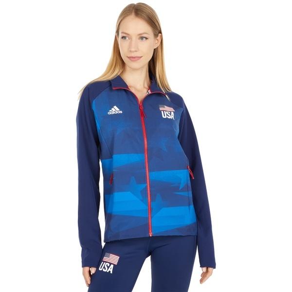 信頼 Jacket Warm Up Volleyball Usa レディース アウター コート アディダス コート レディース アディダス Navy Red Power Blue White Team Blue Glow コート アウター Vinfra Es