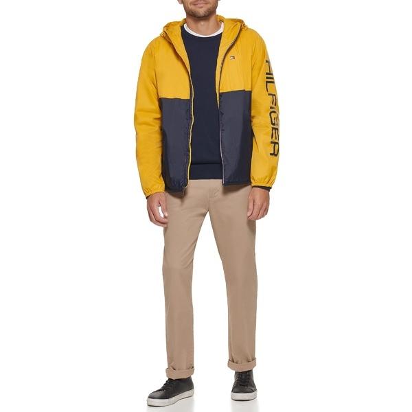 国内配送 トミー ヒルフィガー Colorblock Yellow Navy Jacket Slicker Rain Logo Colorblocked メンズ アウター コート ヒルフィガー トミー コート メンズ コート アウター